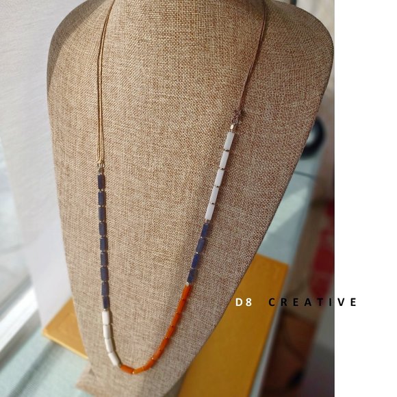 D8 Creative Jewelry - Leather chain with agate stone & pyrite necklace